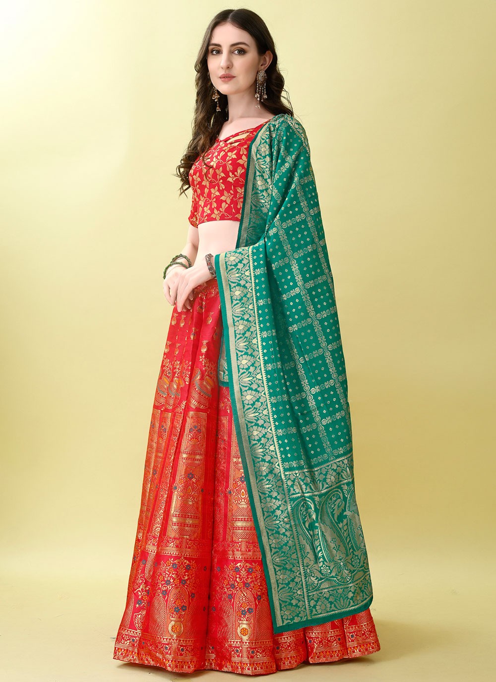 Jacquard Work Jacquard Silk A - Line Lehenga - L2168