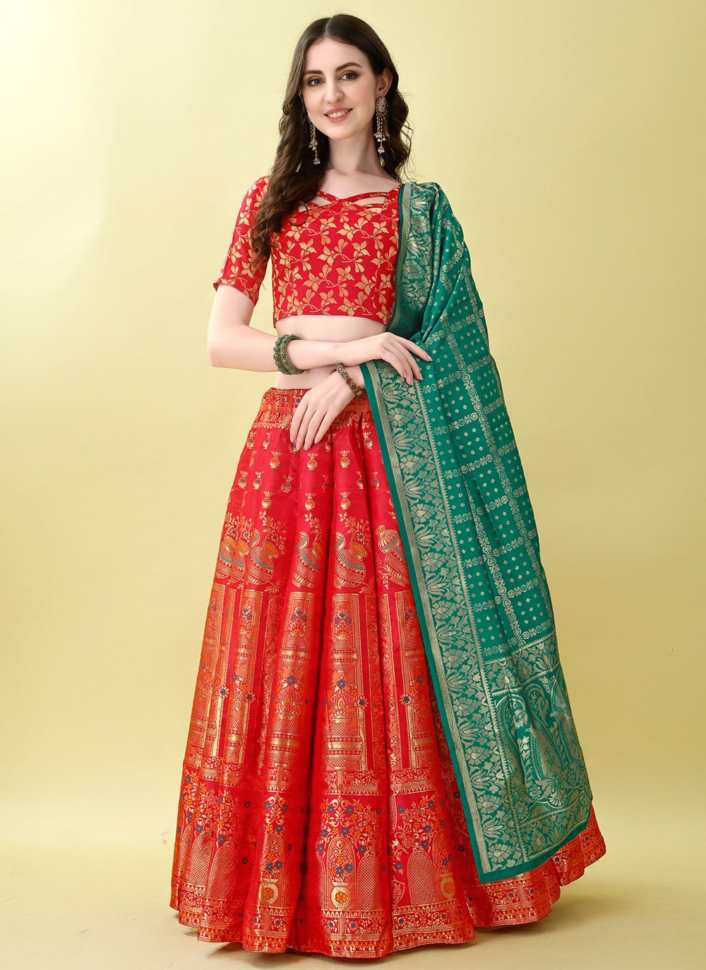 Jacquard Work Jacquard Silk A - Line Lehenga - L2168