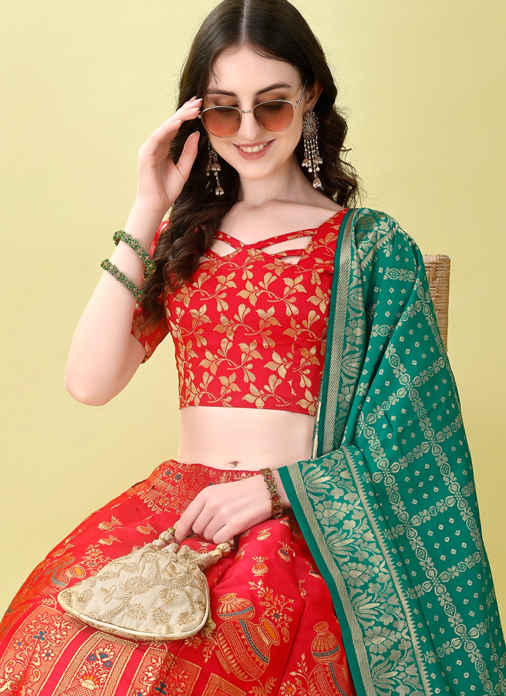 Jacquard Work Jacquard Silk A - Line Lehenga - L2168