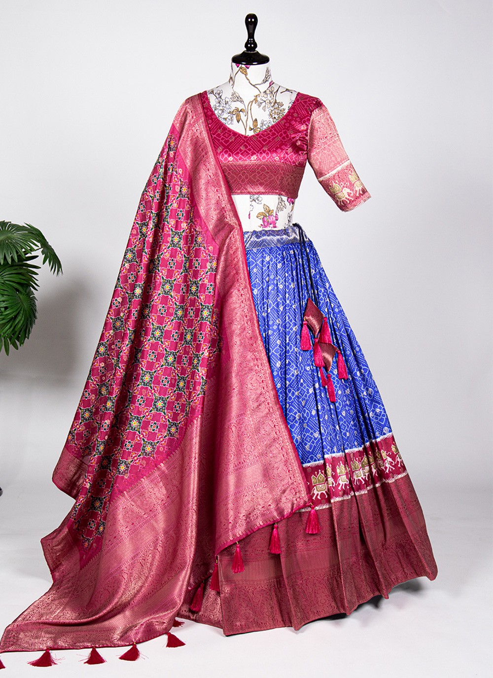 Digital Print Jacquard Silk A - Line Lehenga - L0981