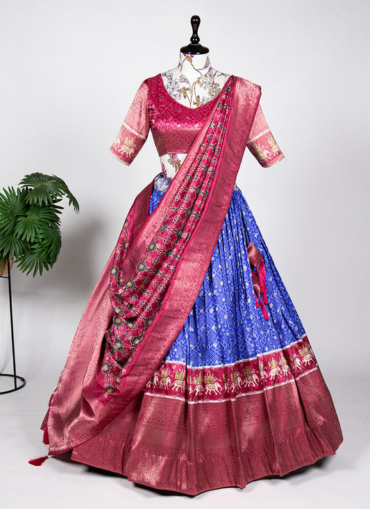 Digital Print Jacquard Silk A - Line Lehenga - L0981