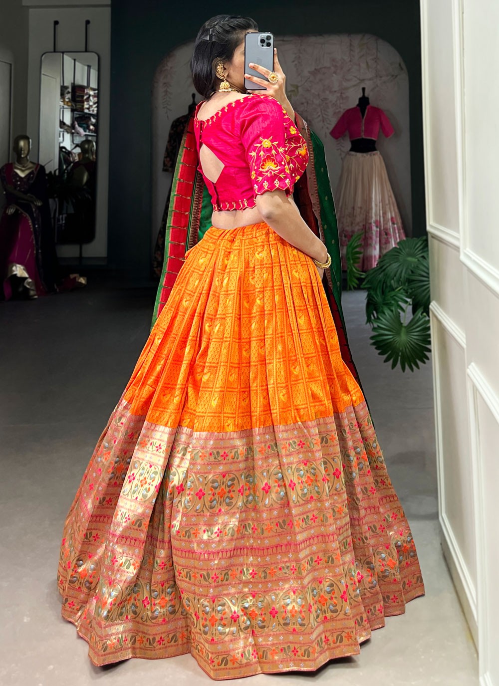 Weaving Zari Jacquard, Paithni Lehenga - L3047