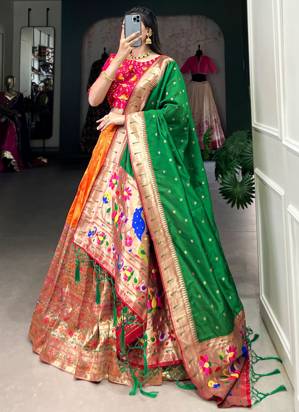 Weaving Zari Jacquard, Paithni Lehenga - L3047