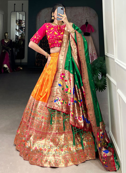 Weaving Zari Jacquard, Paithni Lehenga - L3047