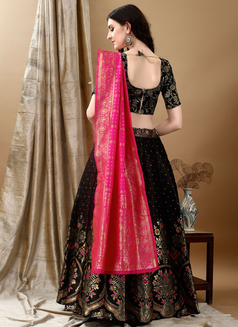 Jacquard Work Jacquard Silk A - Line Lehenga - L2180