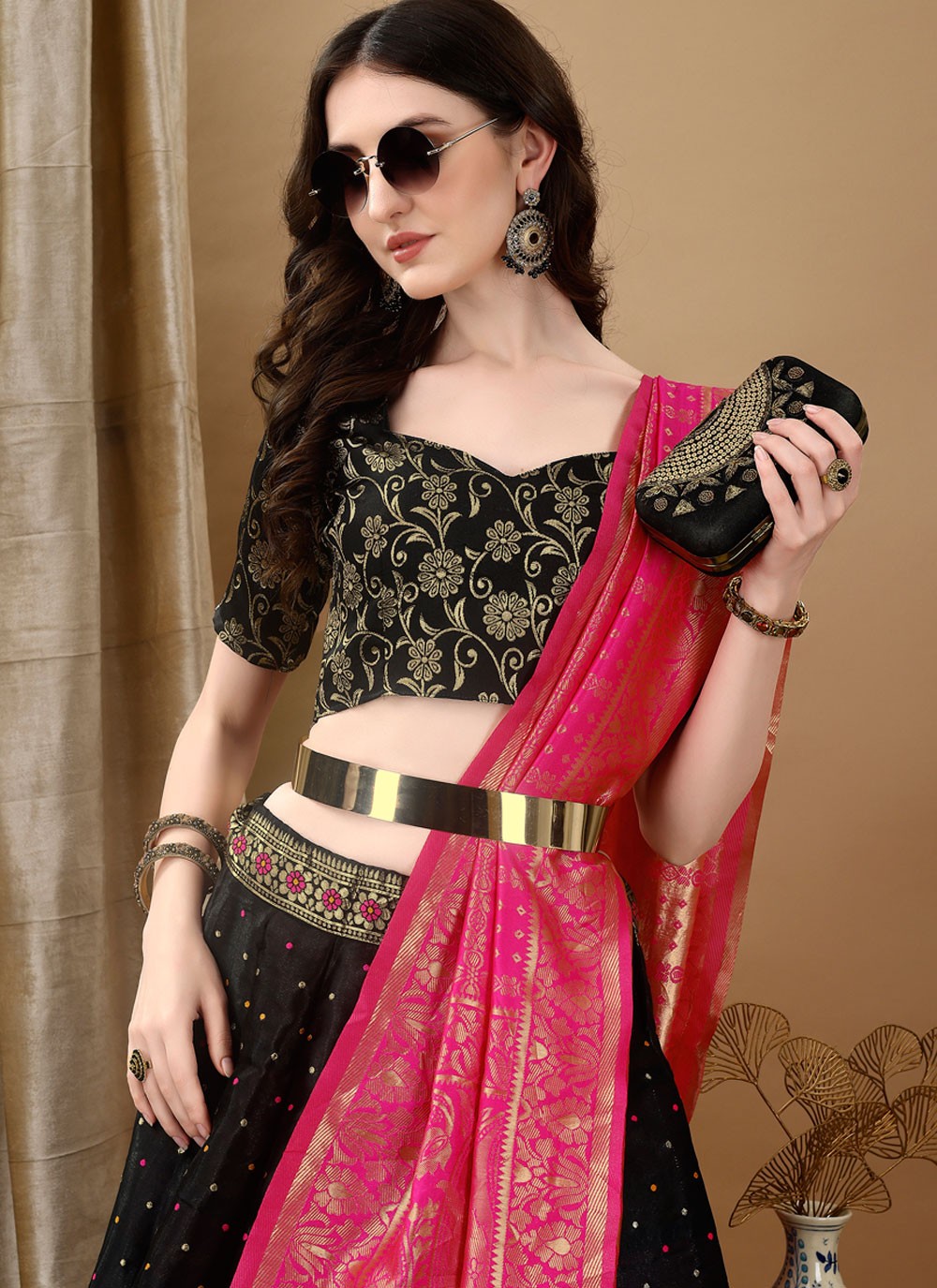 Jacquard Work Jacquard Silk A - Line Lehenga - L2180