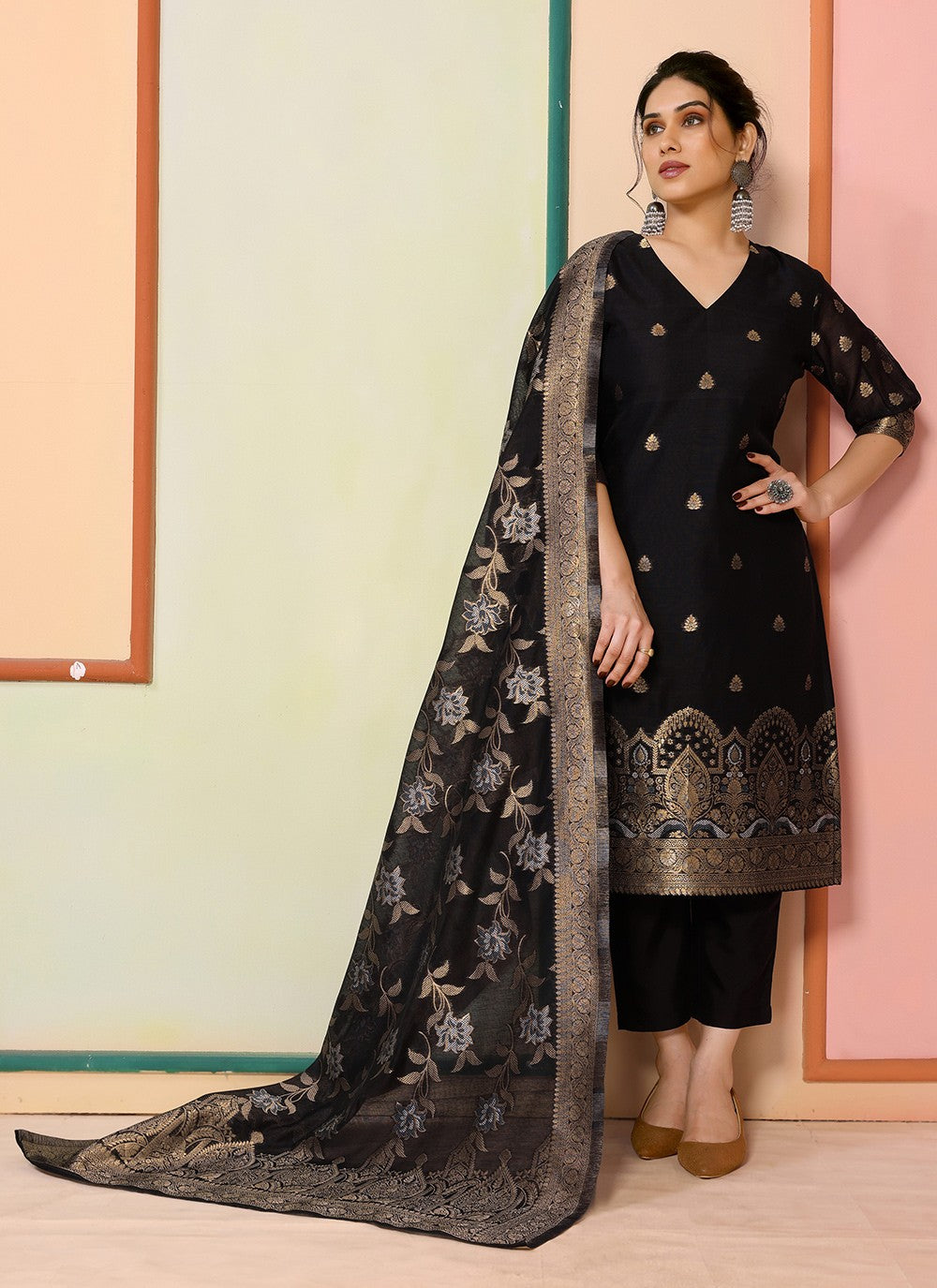 Chanderi Pant Style Suit - T3193