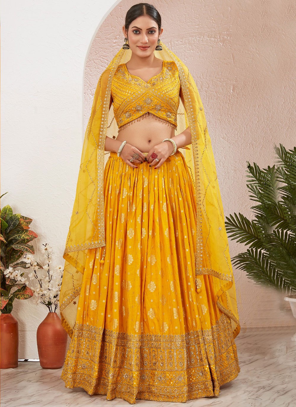 Embroidered Pure Dola Lehenga - L3098