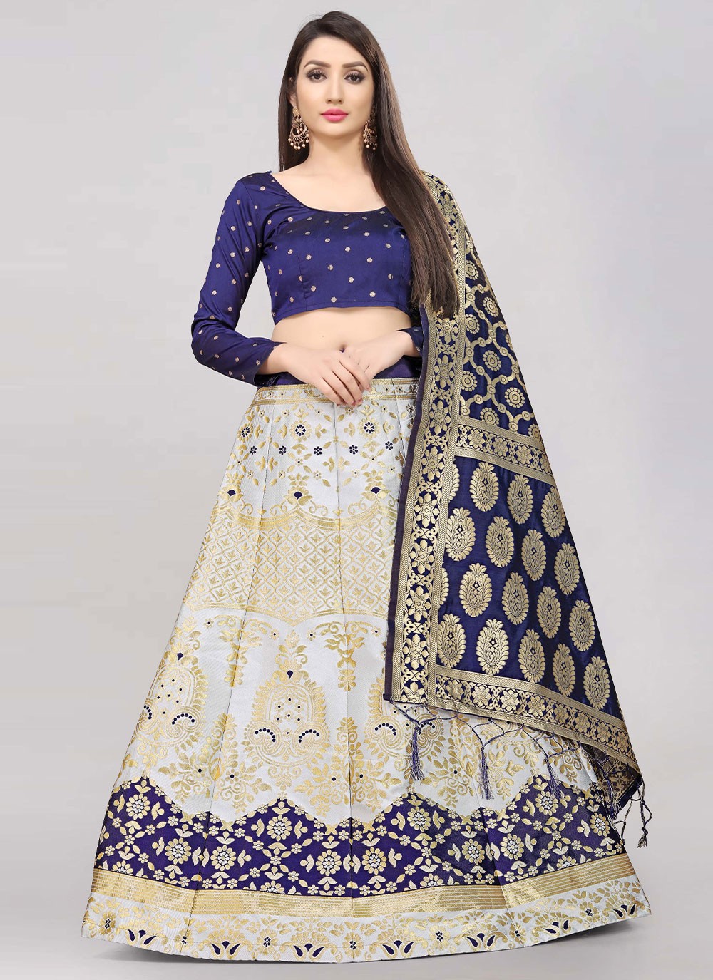 Jacquard Work Banarasi Silk, Jacquard A - Line Lehenga - L0732