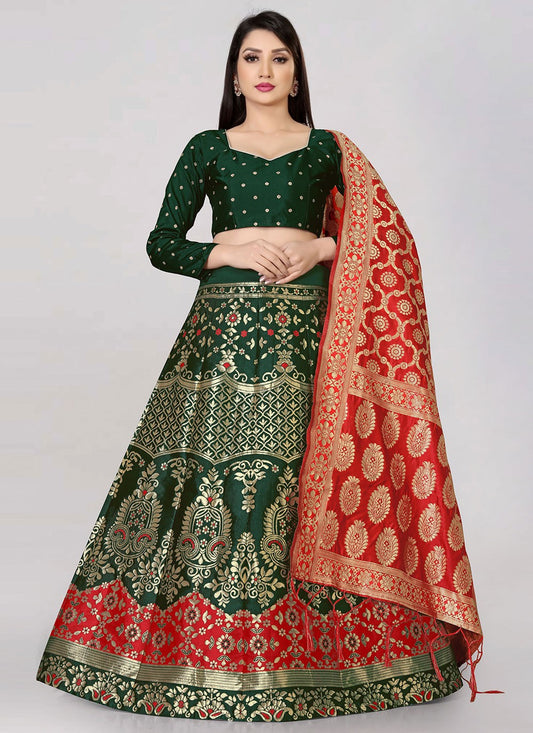 Jacquard Work Banarasi Silk, Jacquard A - Line Lehenga - L0732