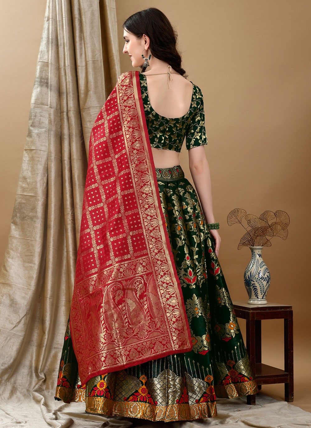 Jacquard Work Jacquard Silk A - Line Lehenga - L2180