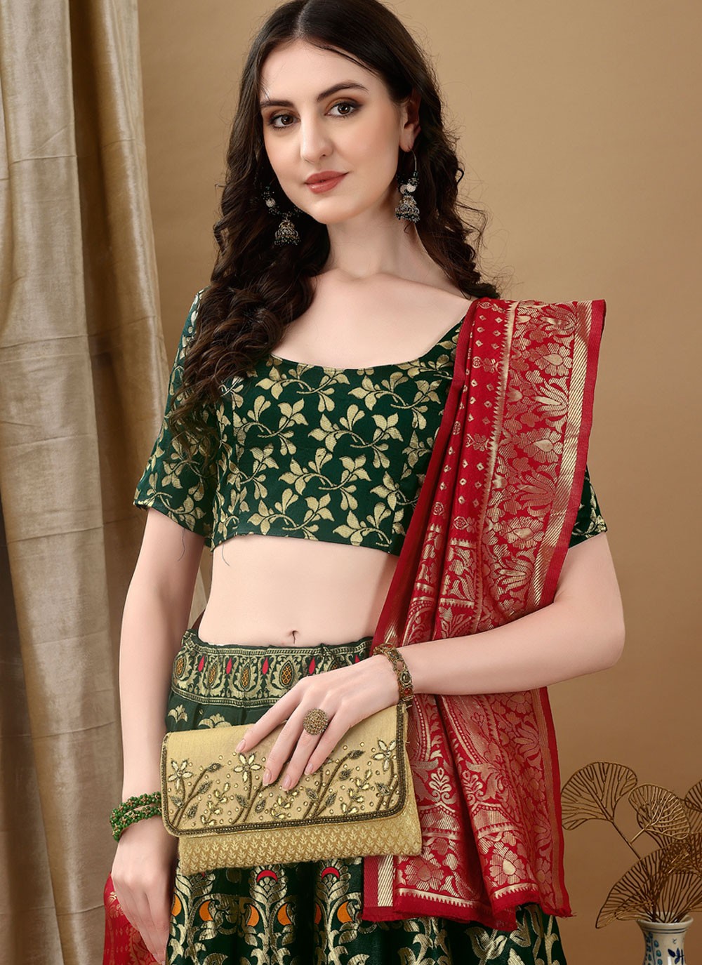 Jacquard Work Jacquard Silk A - Line Lehenga - L2180