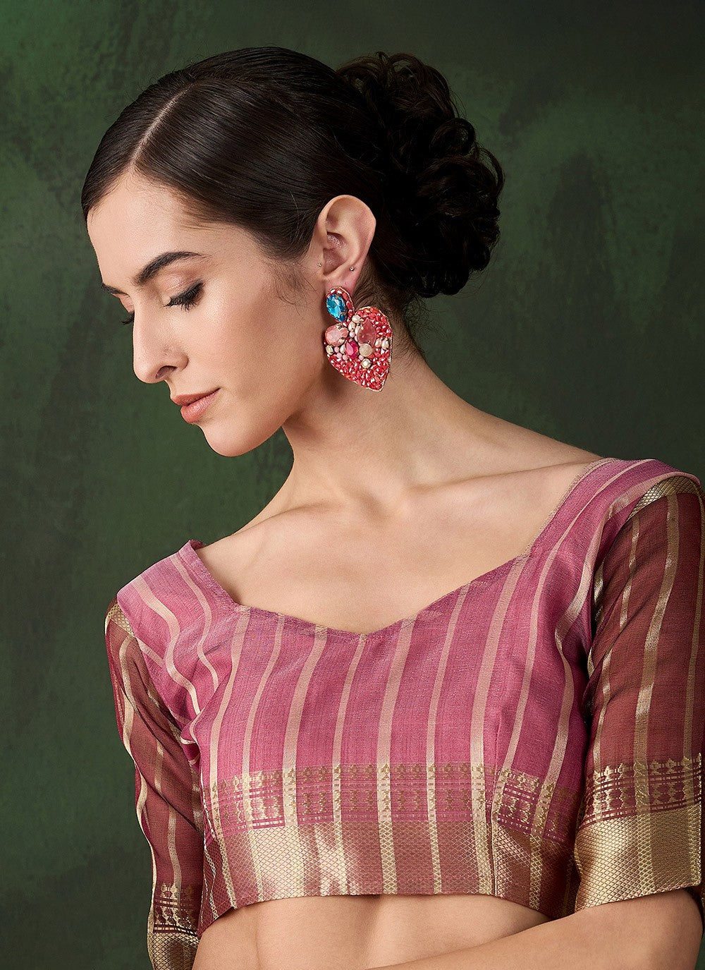 Classic Jacquard Work Khadi, Organza Wine Saree - S10824