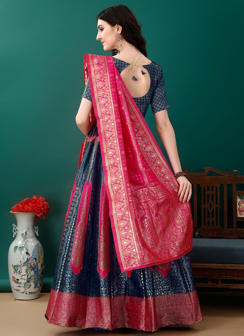 Jacquard Work Jacquard Silk A - Line Lehenga - L2168