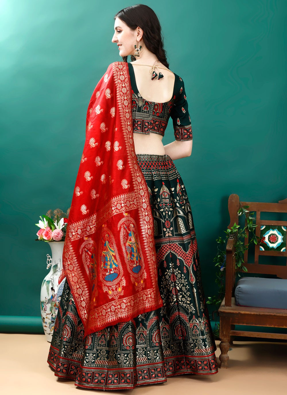 Jacquard Work Jacquard Silk A - Line Lehenga - L2168