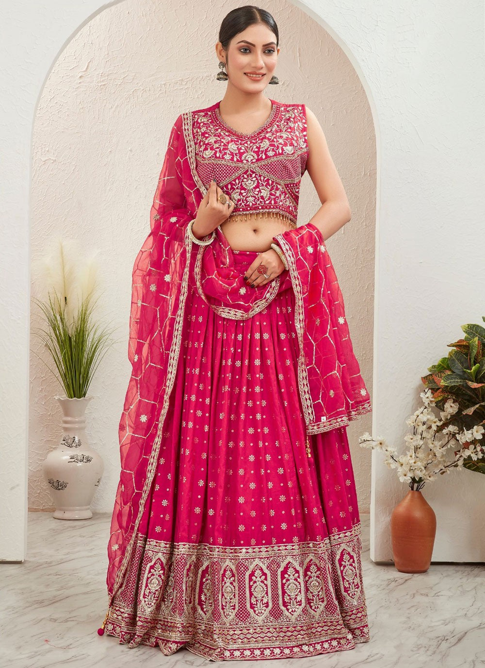 Embroidered Pure Dola Lehenga - L3155