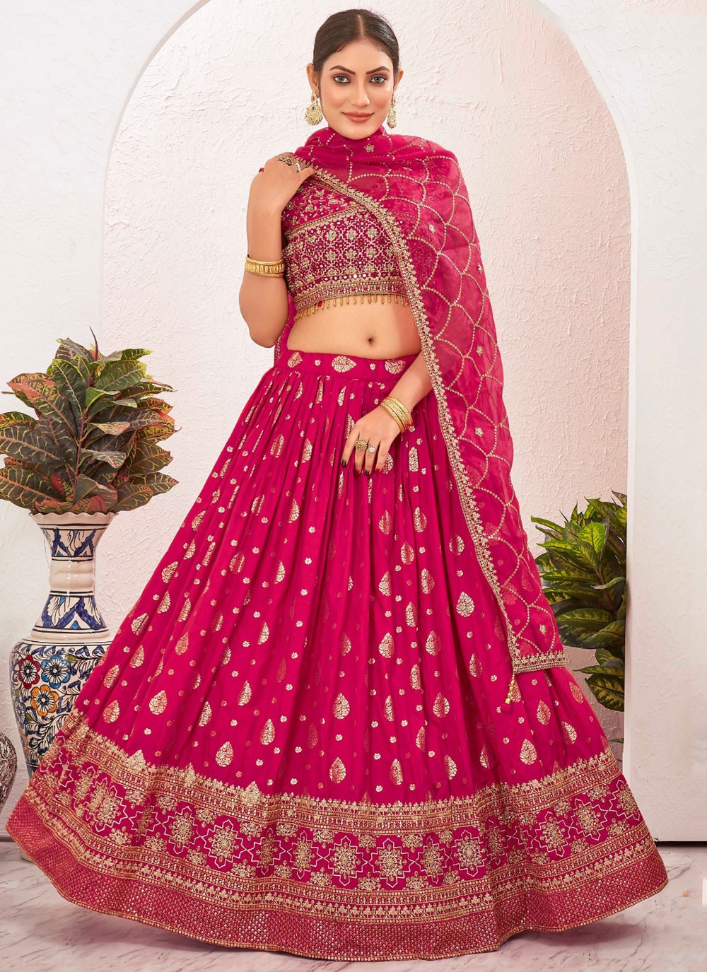 Embroidered Pure Dola Lehenga - L3088