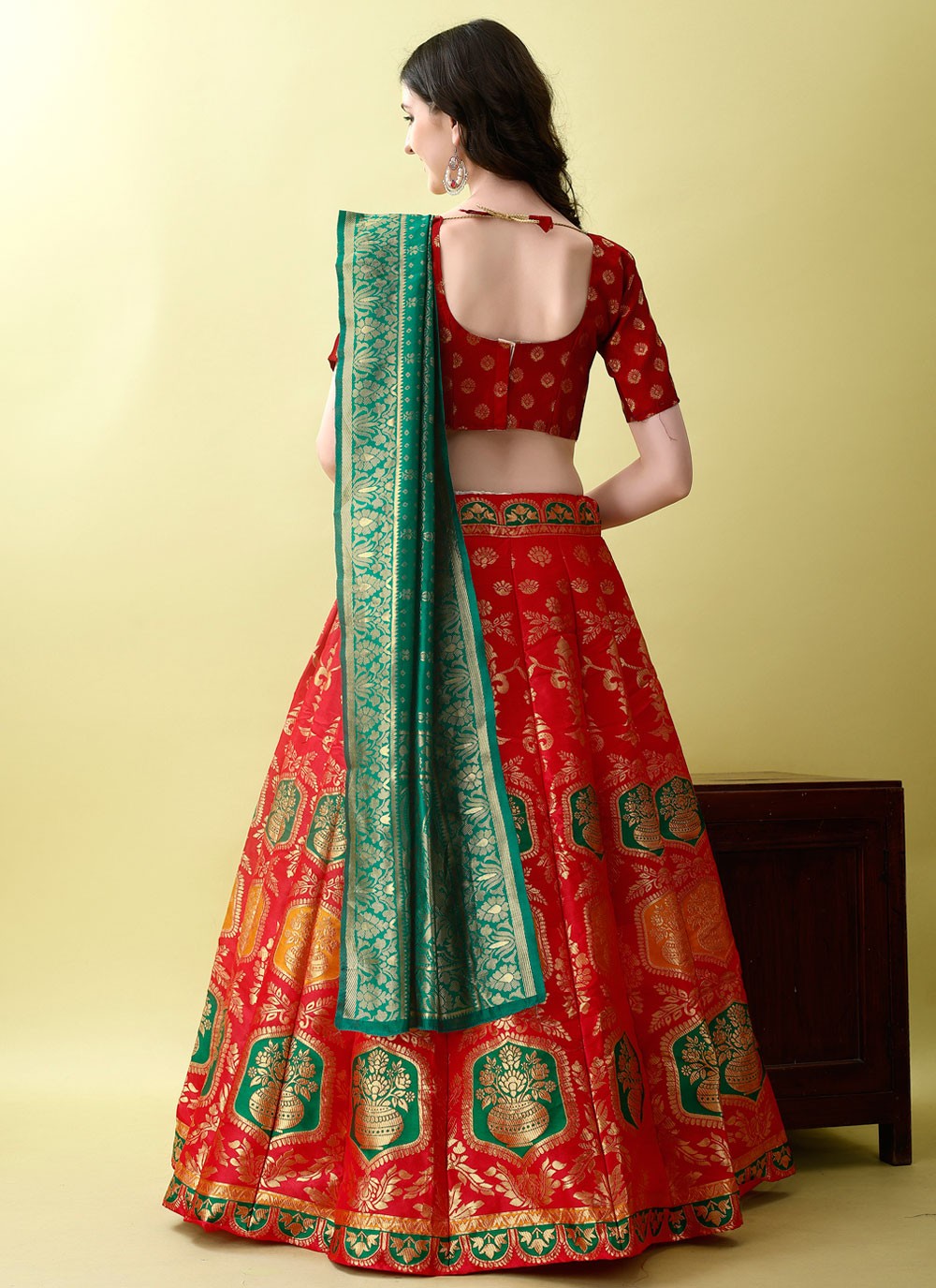 Jacquard Work Jacquard Silk A - Line Lehenga - L2168