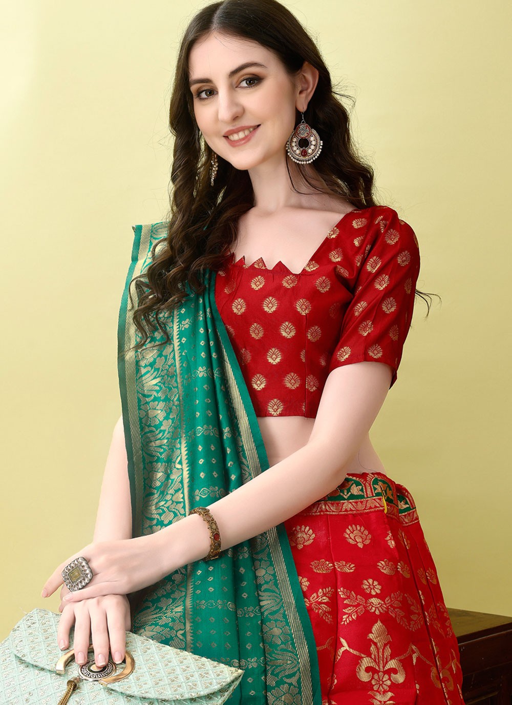 Jacquard Work Jacquard Silk A - Line Lehenga - L2168