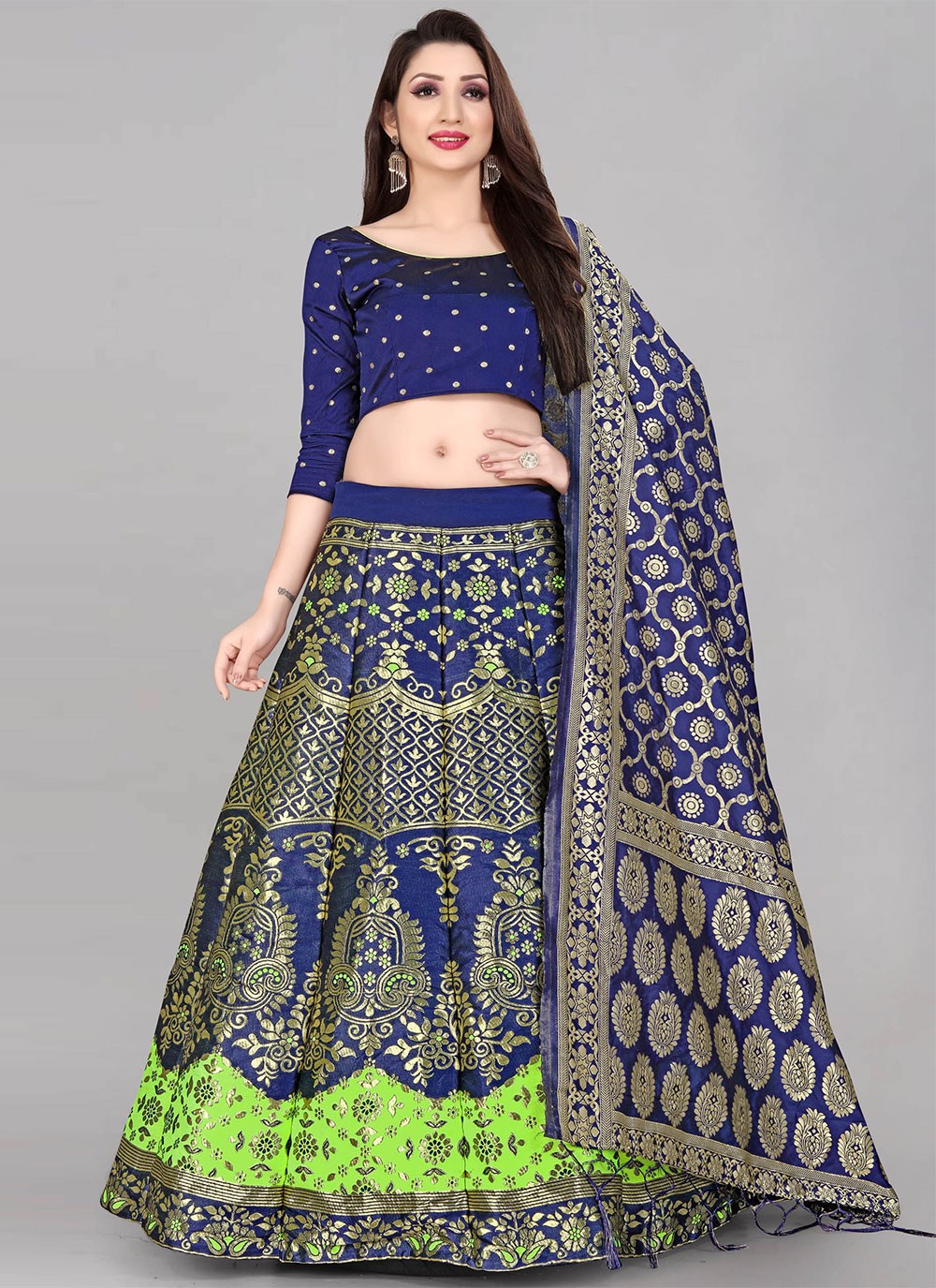 Jacquard Work Banarasi Silk, Jacquard A - Line Lehenga - L0732