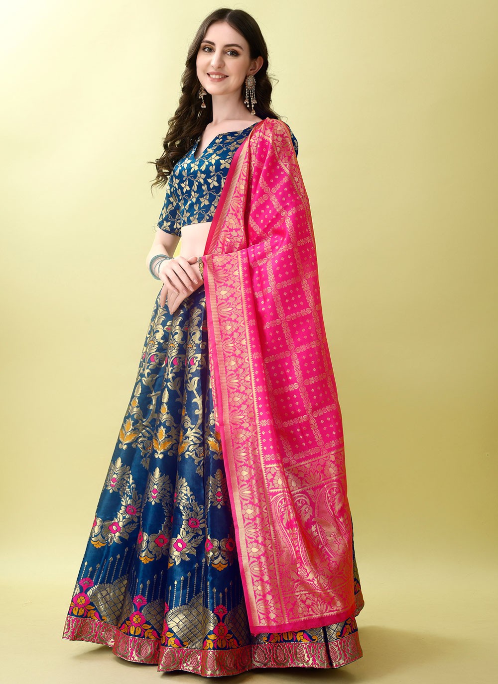 Jacquard Work Jacquard Silk A - Line Lehenga - L2180