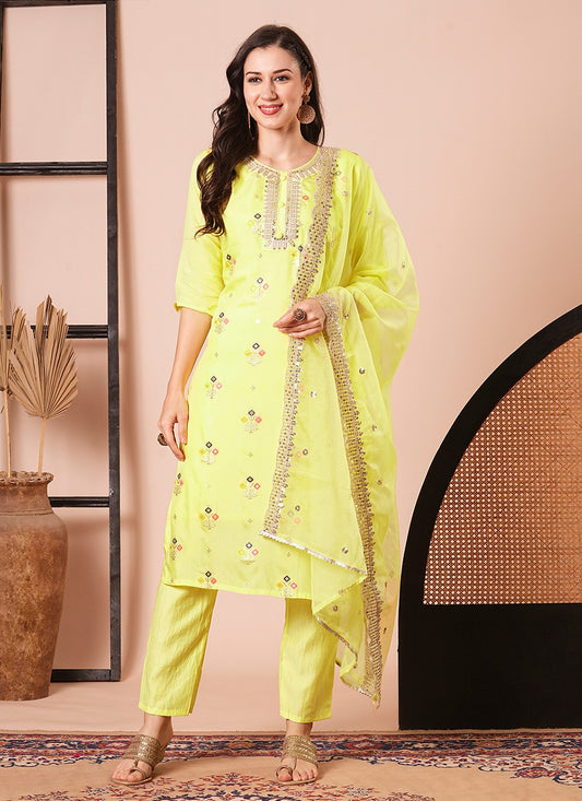 Embroidered Jacquard Pant Style Suit - T4479