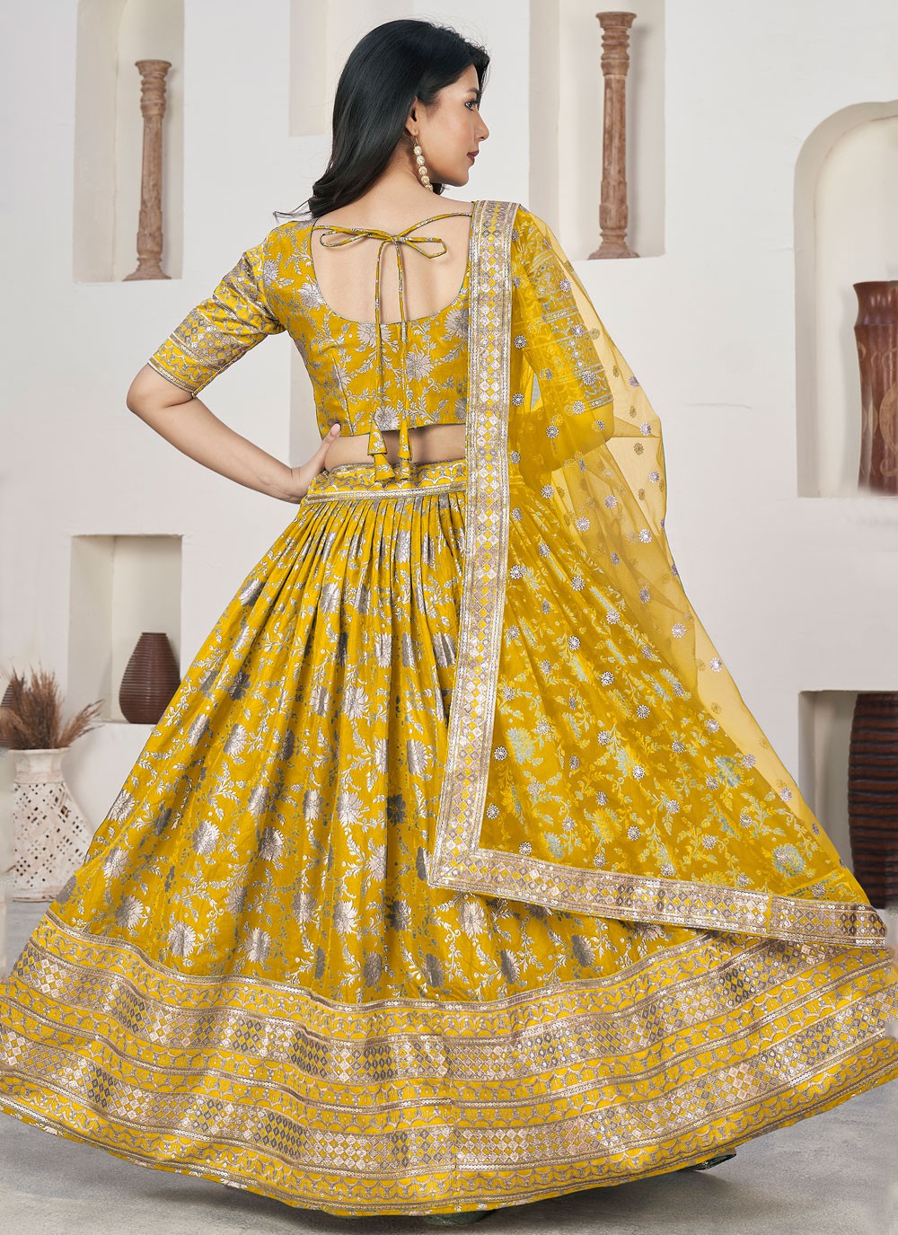 Embroidered Jacquard A - Line Lehenga - L1644