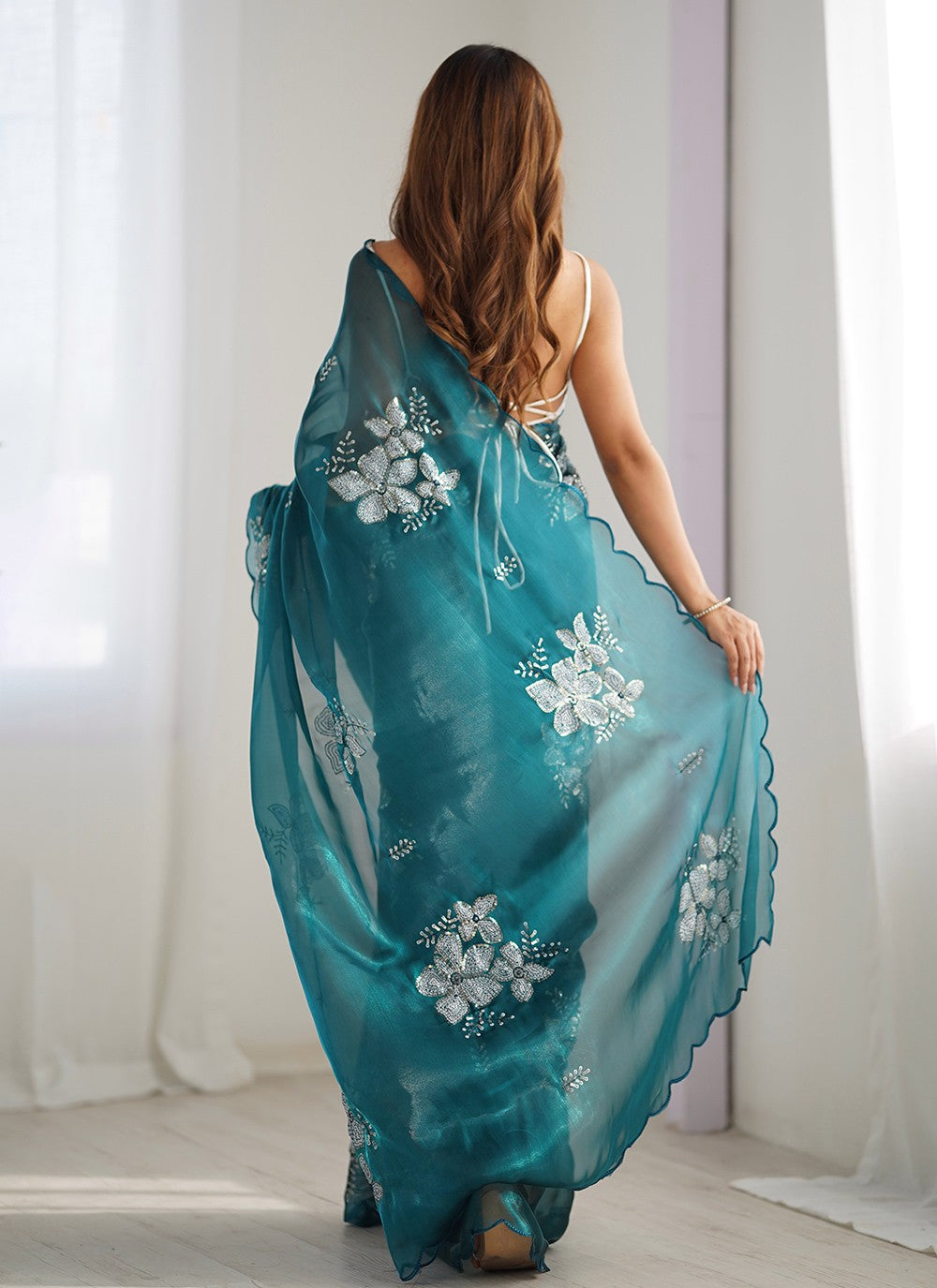 Contemporary Embroidered Jimmy Chu Saree - S10235