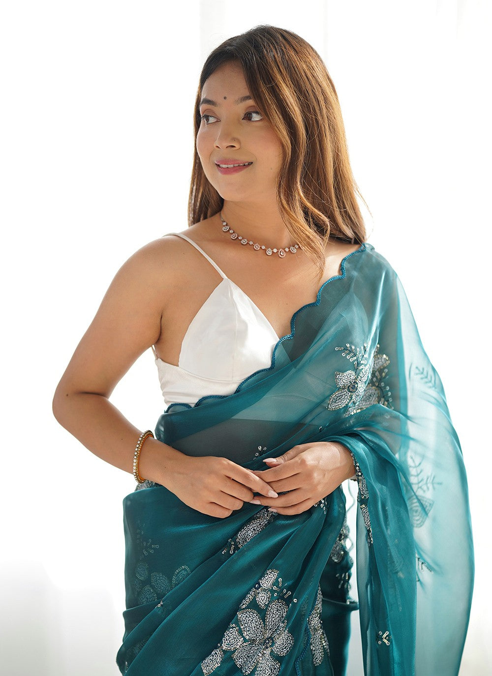 Contemporary Embroidered Jimmy Chu Saree - S10235