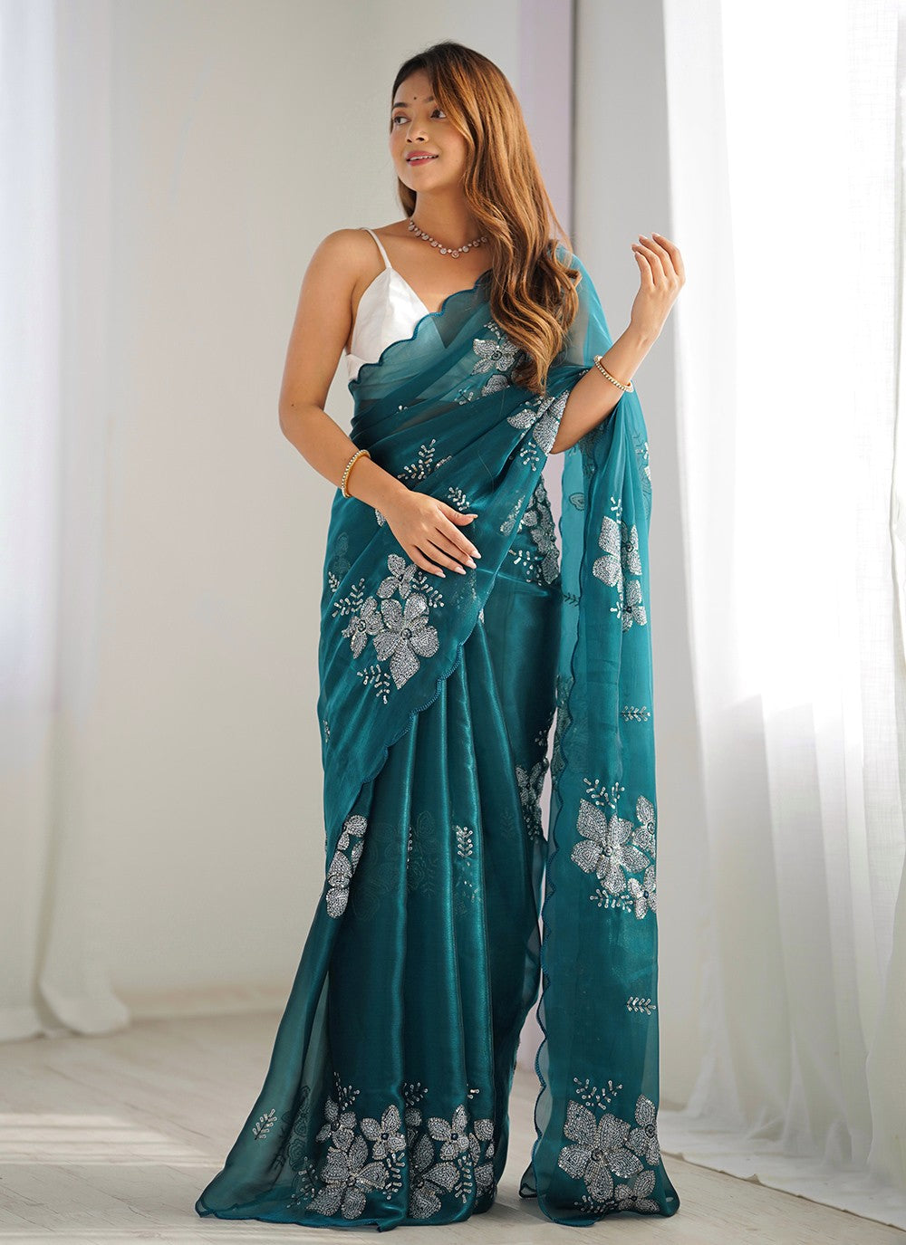 Contemporary Embroidered Jimmy Chu Saree - S10235