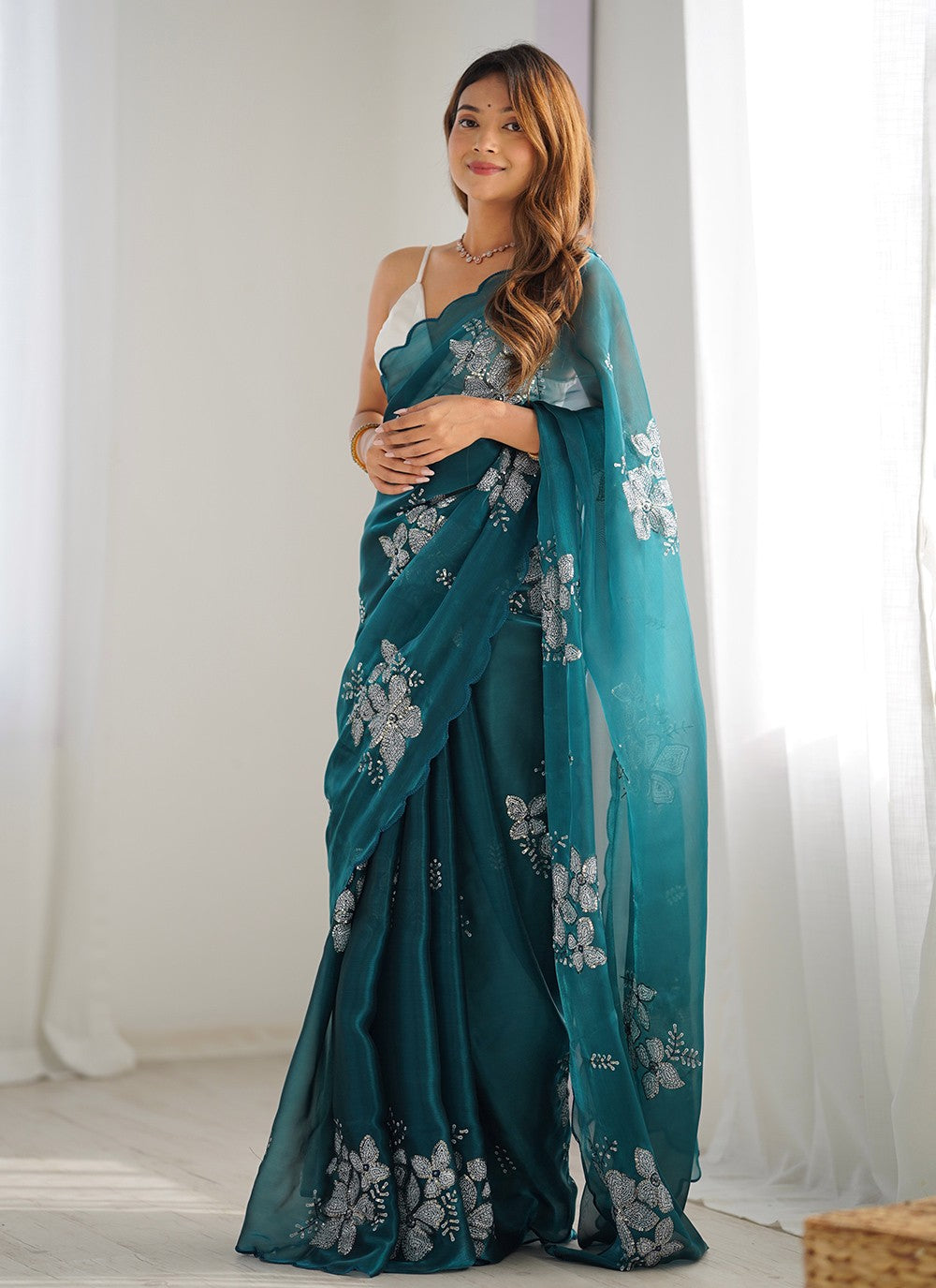 Contemporary Embroidered Jimmy Chu Saree - S10235