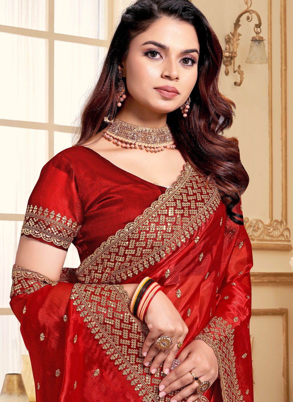 Classic Embroidered Jimmy Chu Saree - S8634