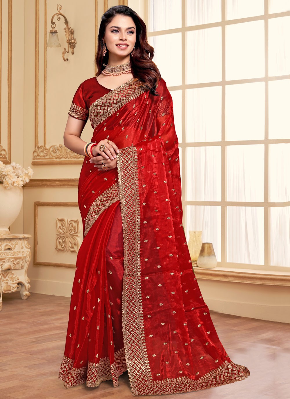 Classic Embroidered Jimmy Chu Saree - S8634