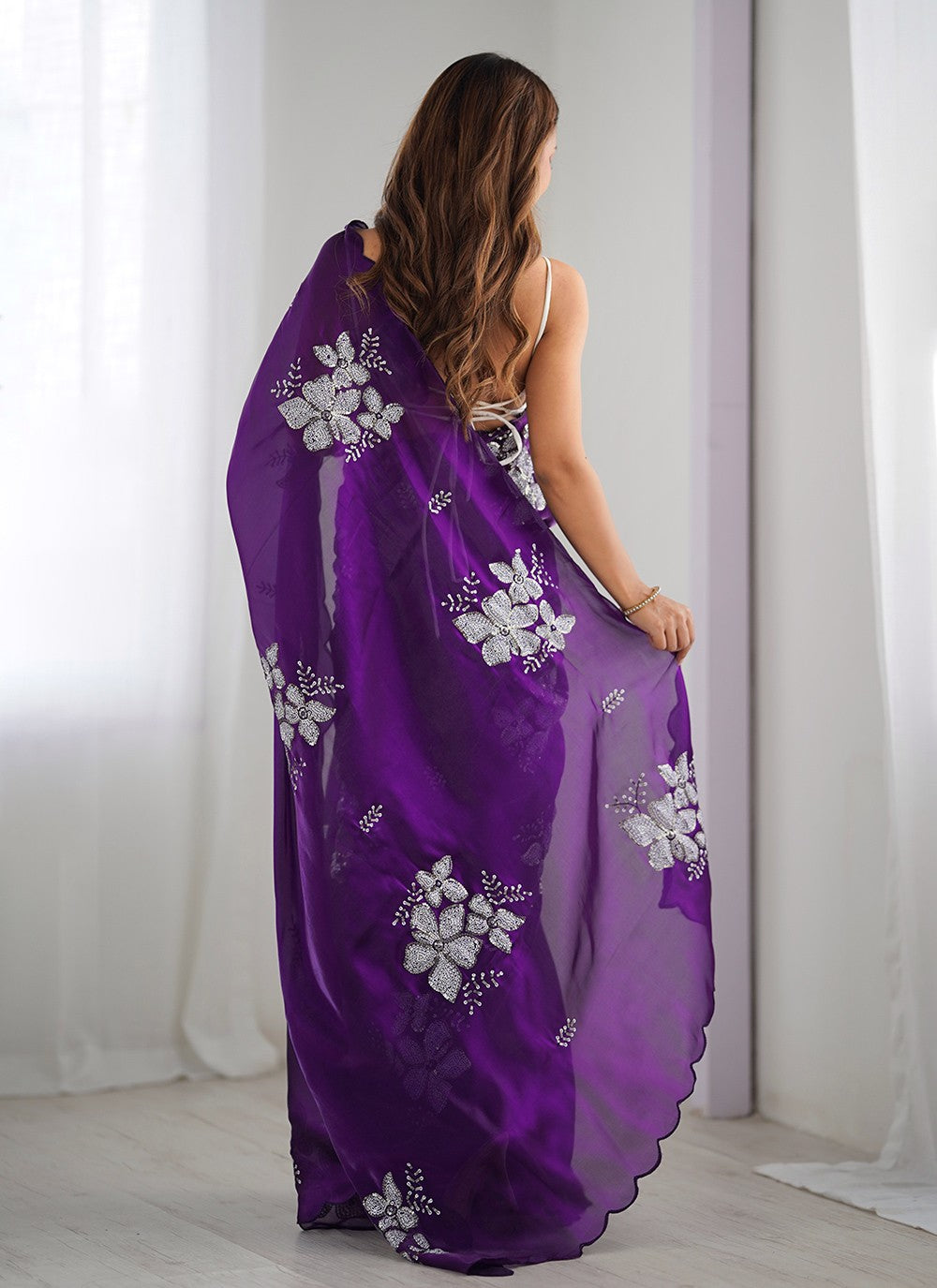 Contemporary Embroidered Jimmy Chu Saree - S10235