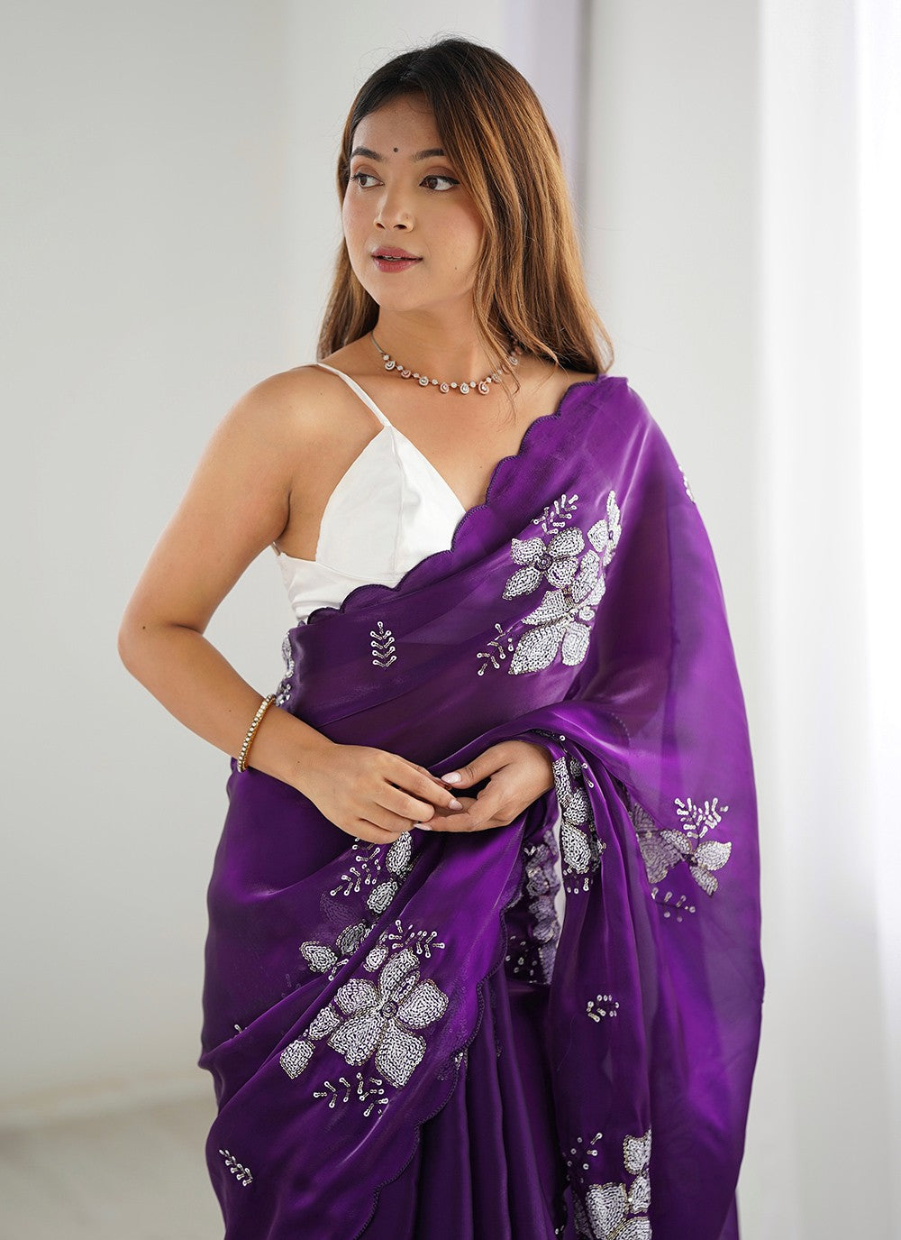 Contemporary Embroidered Jimmy Chu Saree - S10235