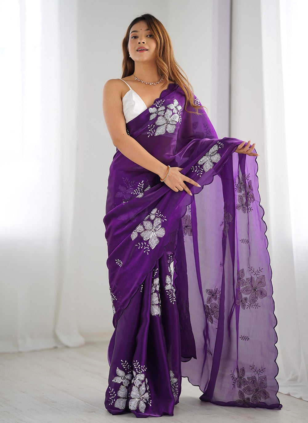 Contemporary Embroidered Jimmy Chu Saree - S10235