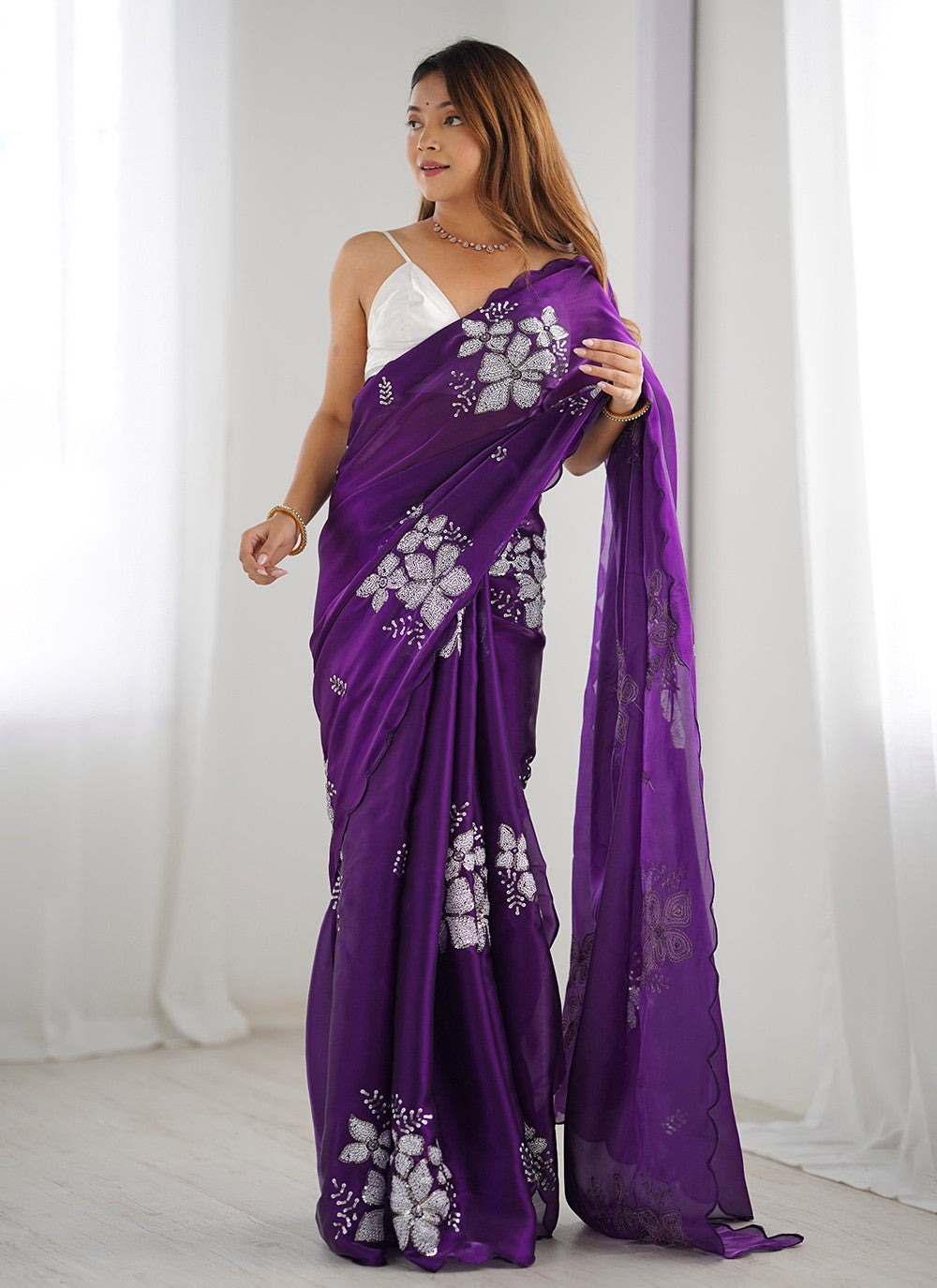 Contemporary Embroidered Jimmy Chu Saree - S10235