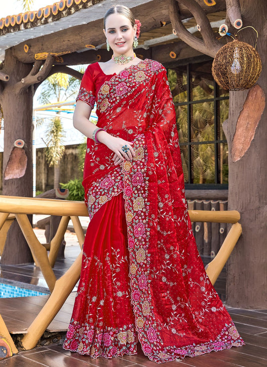 Classic Embroidered Jimmy Chu Saree - S9427