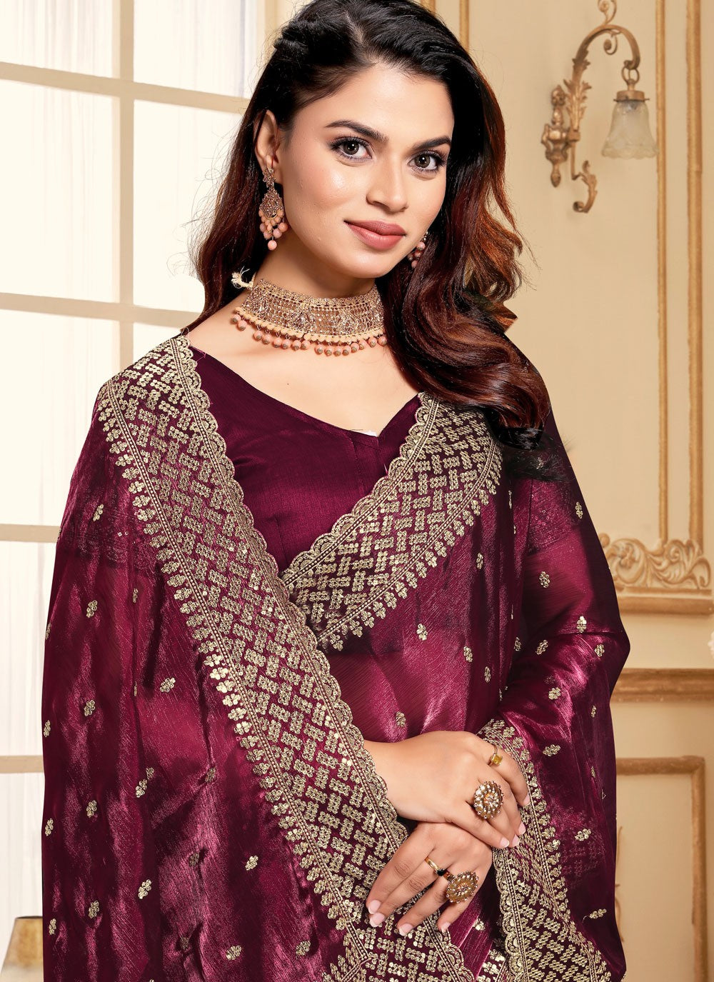 Classic Embroidered Jimmy Chu Saree - S8634