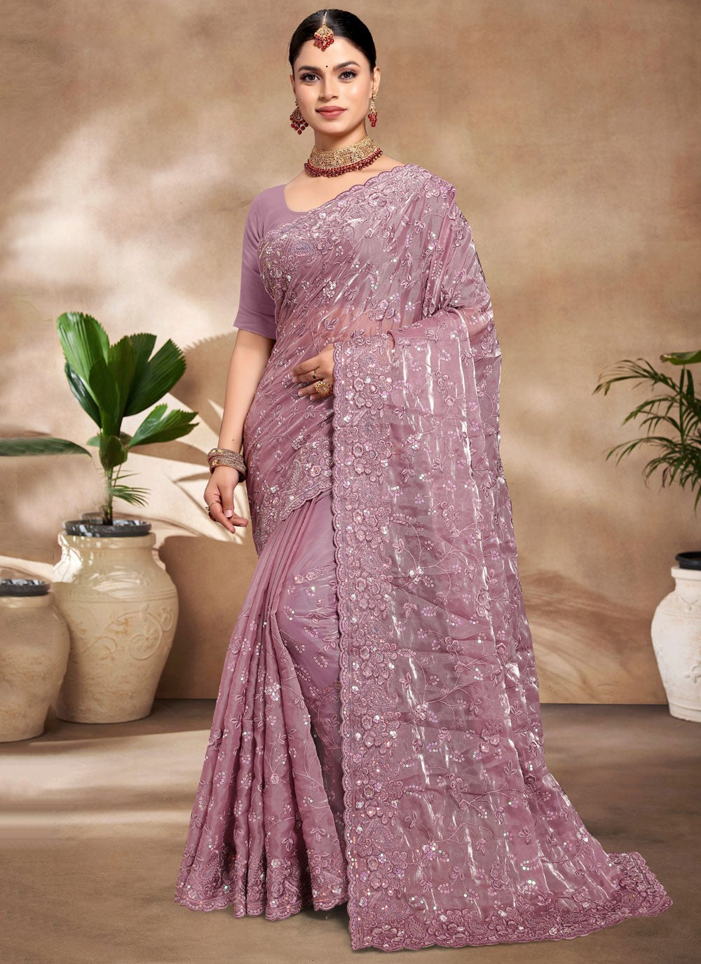 Classic Embroidered Jimmy Chu Saree - S8805