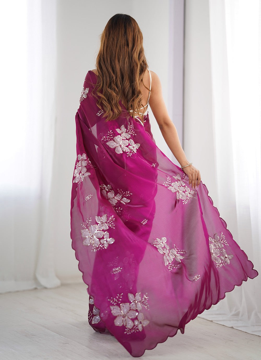 Contemporary Embroidered Jimmy Chu Saree - S10235