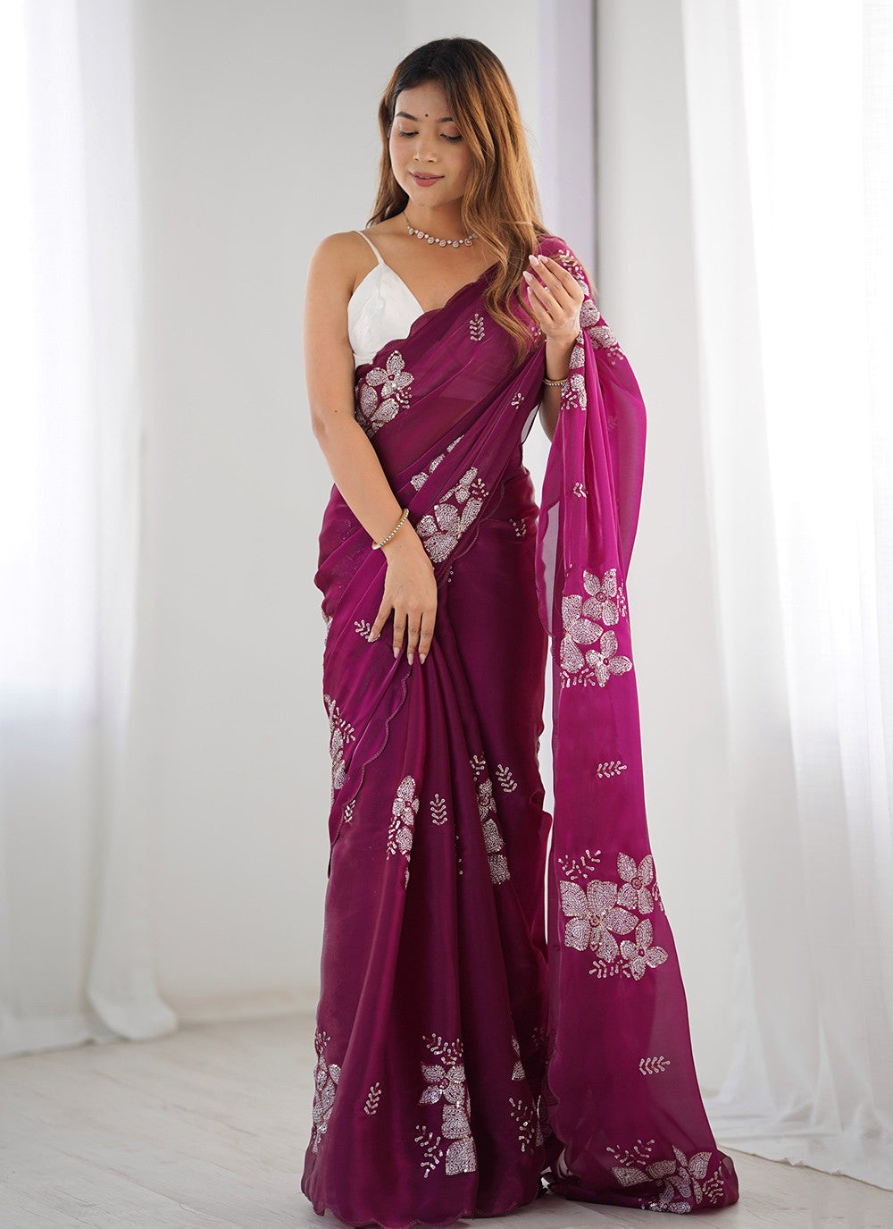 Contemporary Embroidered Jimmy Chu Saree - S10235