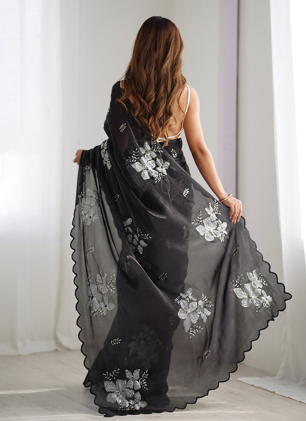 Contemporary Embroidered Jimmy Chu Saree - S10235