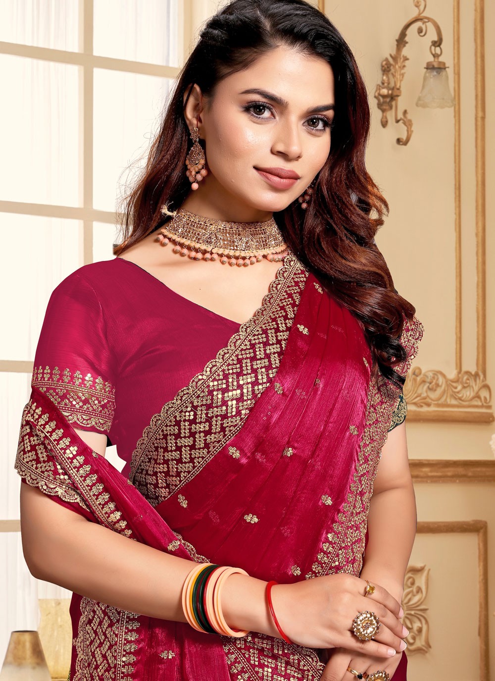 Classic Embroidered Jimmy Chu Saree - S8634