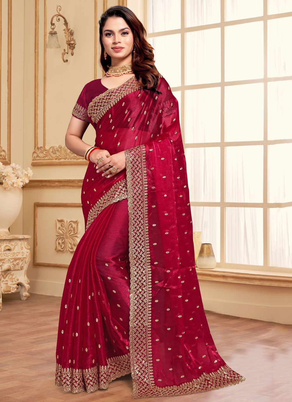 Classic Embroidered Jimmy Chu Saree - S8634