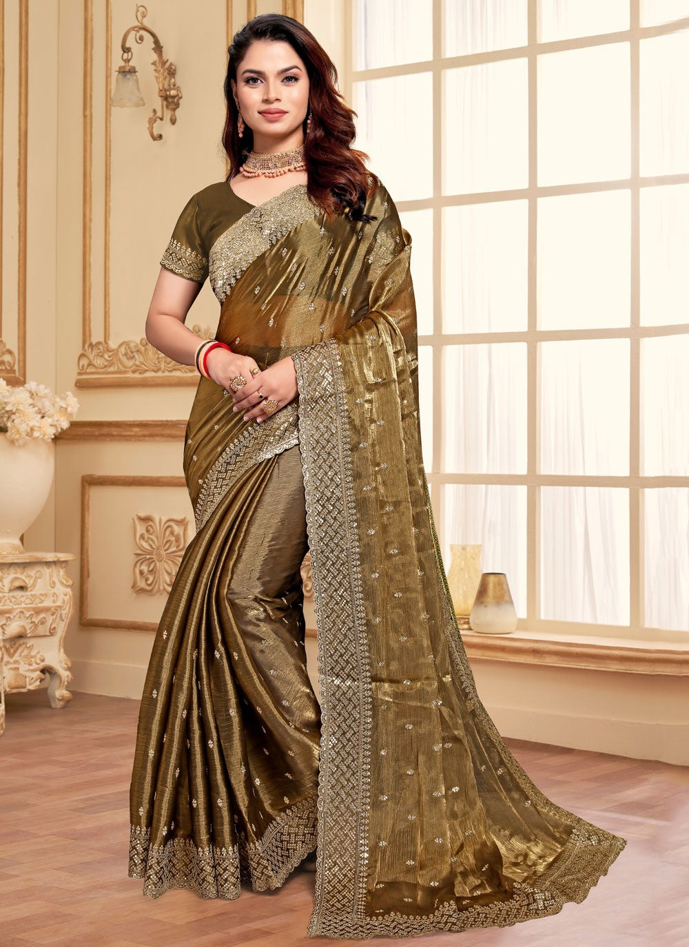 Classic Embroidered Jimmy Chu Saree - S8634