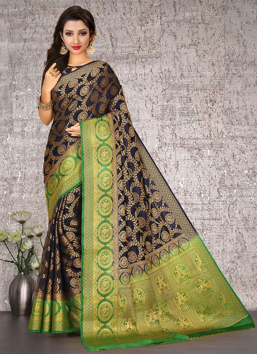 Classic Hand Embroidery Georgette Saree - S1972