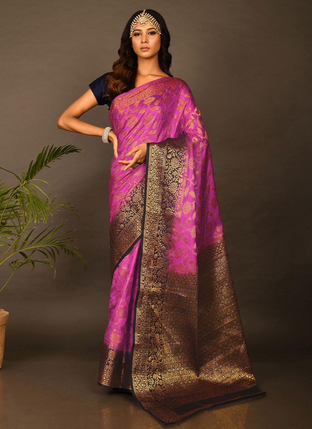 Trendy Embroidered Kanchipuram Silk Saree - S1707