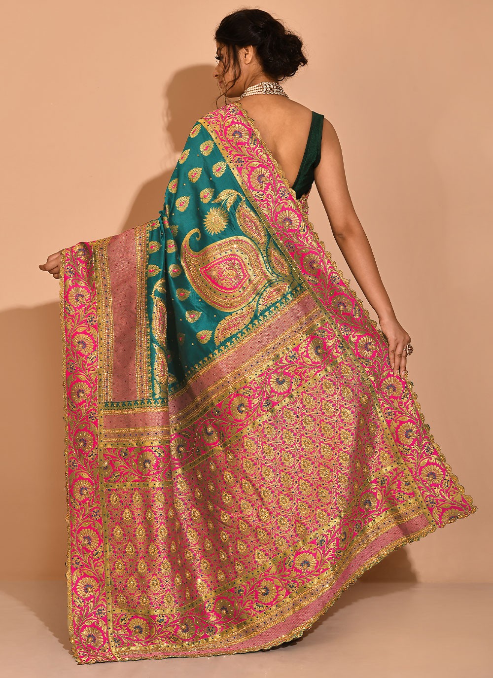 Trendy Embroidered Kanchipuram Silk Saree - S1707