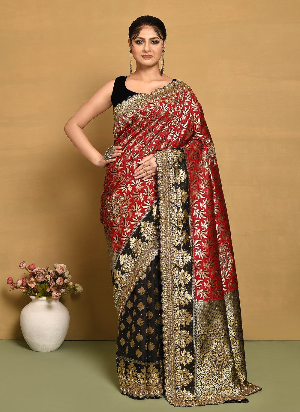 Traditional Hand Embroidery Georgette Saree - S9257